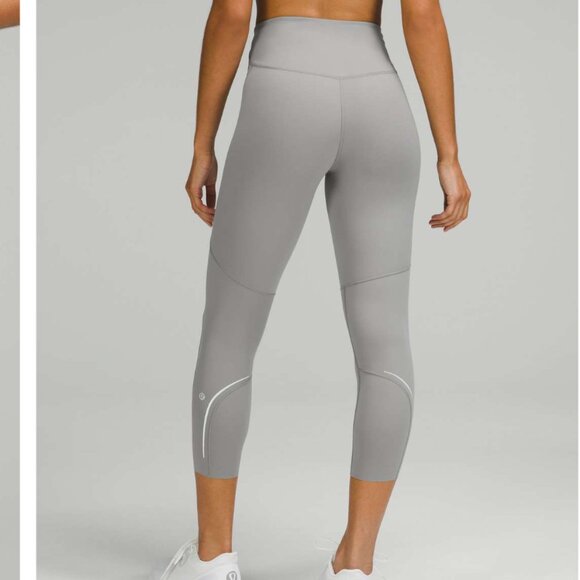 Lululemon Base Pace HR Crop 23" Reflective Tights Gull Grey Size 10 LW6CDDS - Picture 2 of 10